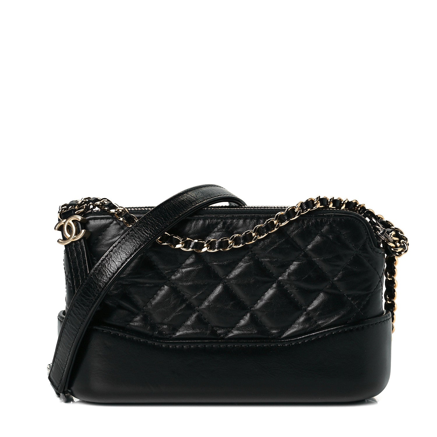 Chanel Aged Calfskin Quilted Small Gabrielle Clutch With Chain Black 1 of 7