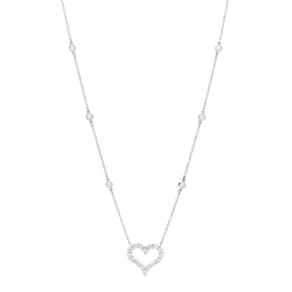 Tiffany Platinum Diamond Heart Station Pendant Necklace 1 of 5