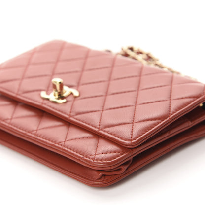 Chanel Lambskin Quilted Trendy CC Wallet On Chain WOC Red 7 of 14