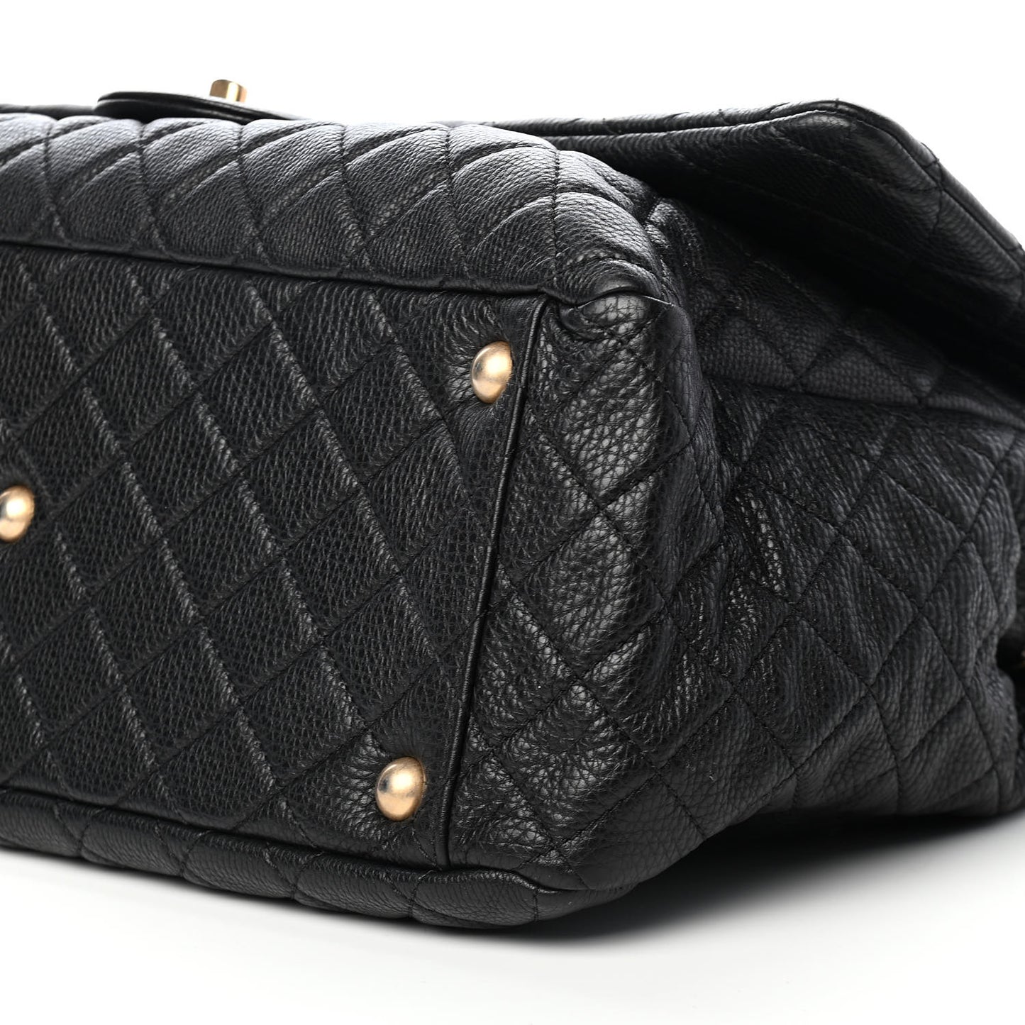 Calfskin Quilted XXL Travel Flap Bag Black