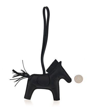 Hermes Milo Lambskin Grigri Rodeo Horse Bag Charm MM So Black 2 of 4