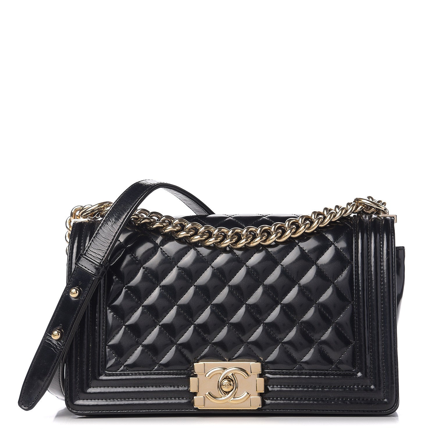 Chanel Glazed Calfskin Quilted New Medium Boy Flap Black 1 of 10