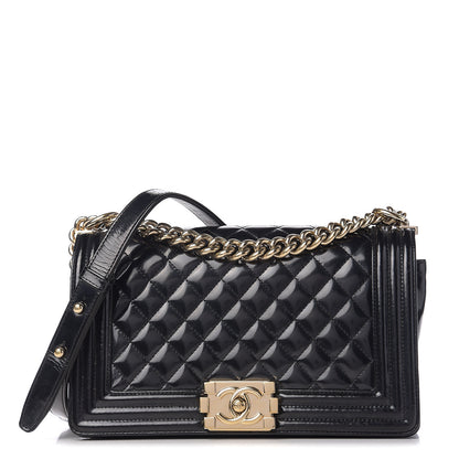 Chanel Glazed Calfskin Quilted New Medium Boy Flap Black 1 of 10
