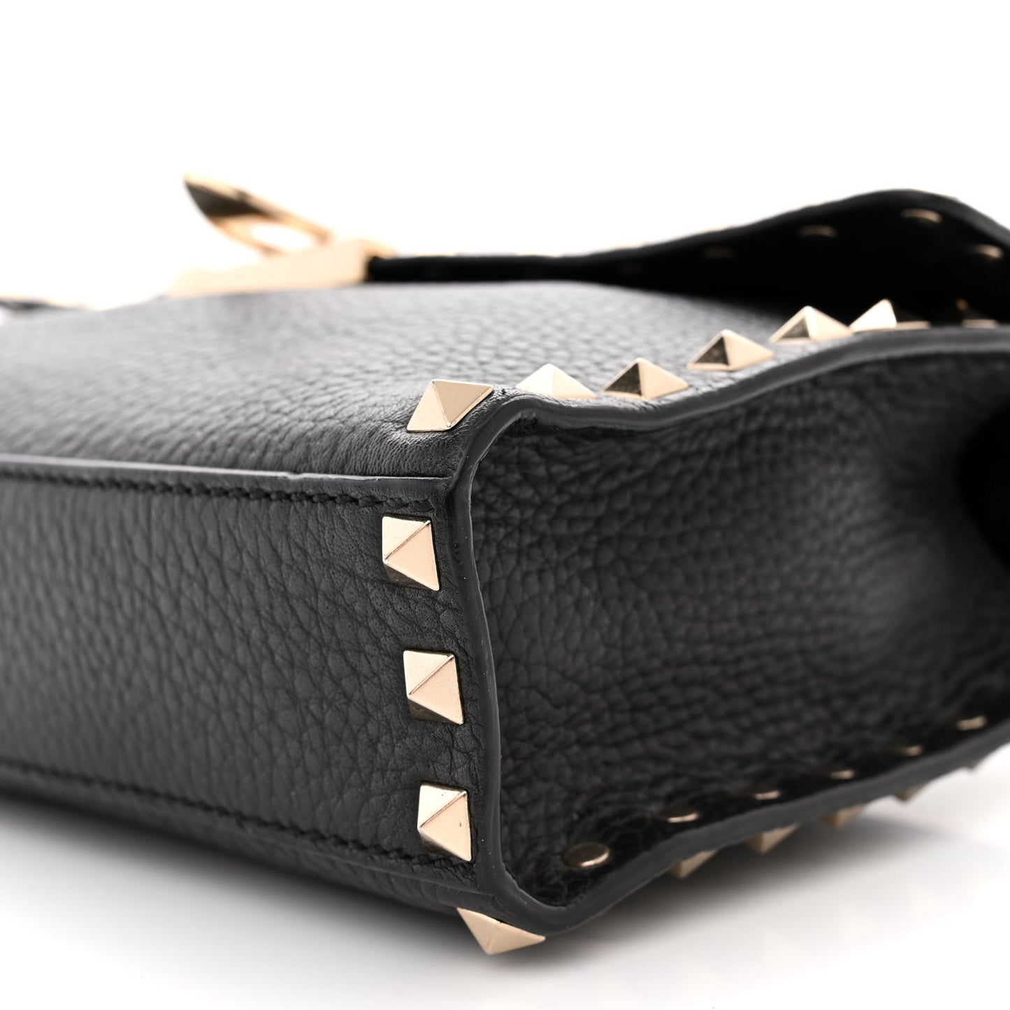 Pebbled Calfskin Medium Rockstud Flip Lock Crossbody Bag Black