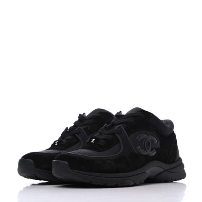 Chanel Nylon Calfskin Suede CC Sneakers 36.5 Black 3 of 18