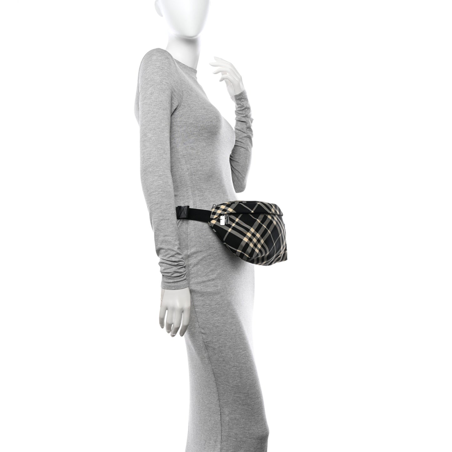 Nylon Essential Check Belt Bag Black Calico