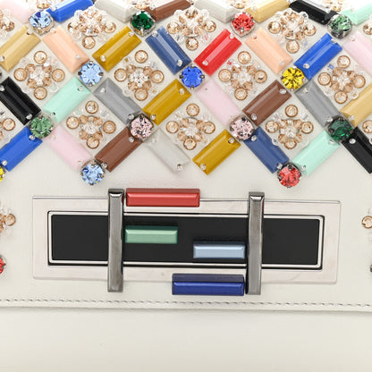 Fendi Vitello Dolce Crystal 3Baguette Shoulder Bag White Multicolor 9 of 11
