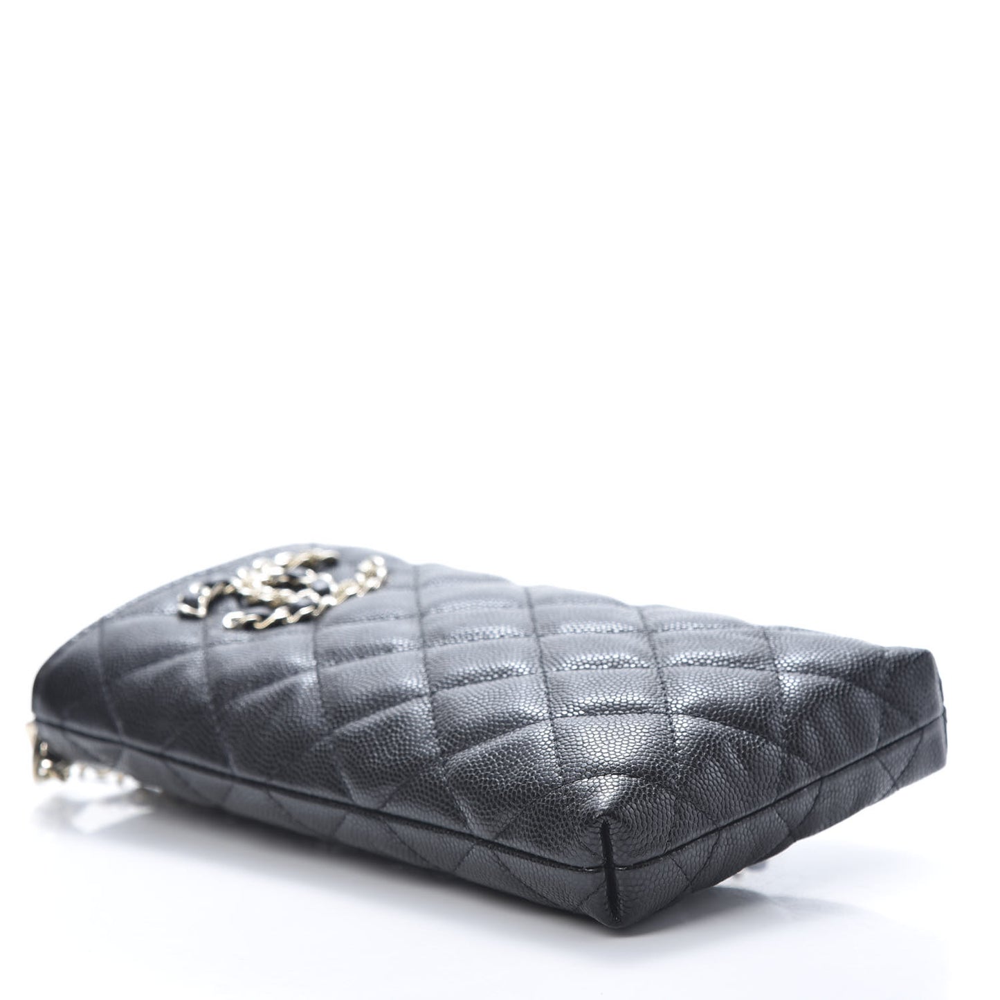 Caviar Quilted French New Wave Phone Holder With Chain Black