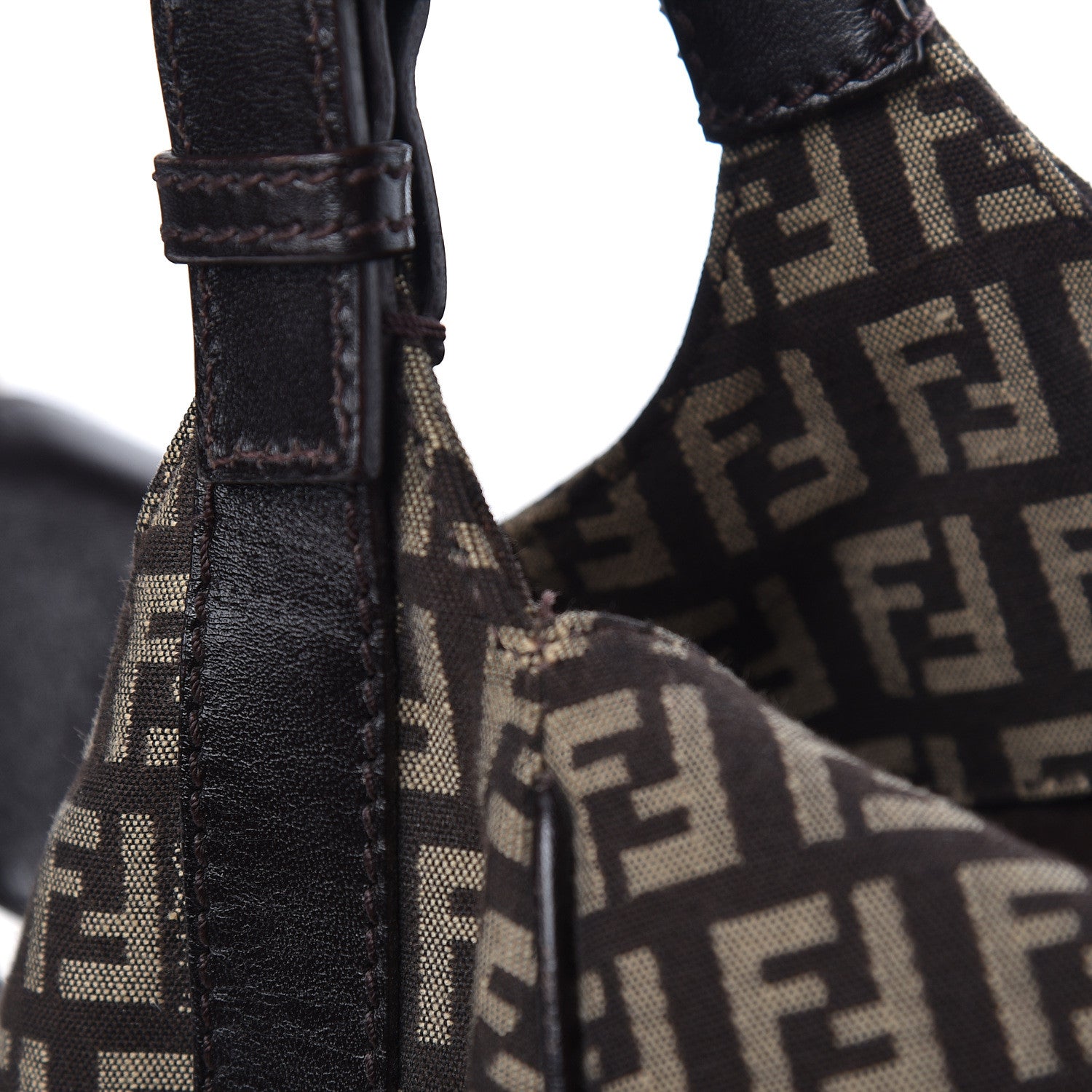 Fendi Zucchino Vitello Shoulder Bag Testa di Moro Beige 13 of 19