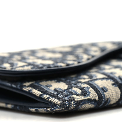 Christian Dior Oblique Saddle Chain Long Wallet Blue 9 of 10