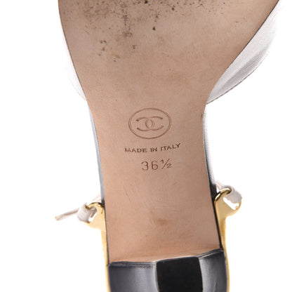 Chanel Lambskin Cap Toe CC Ankle Strap Pumps 36.5 White 6 of 9