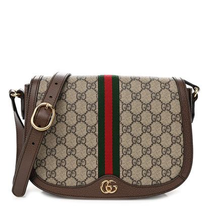 Gucci GG Supreme Monogram Web Small Ophidia Flap Messenger Bag Brown 1 of 9