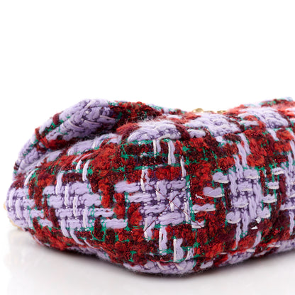 Chanel Tweed Quilted Medium Chanel 19 Flap Red Purple Green 9 of 10