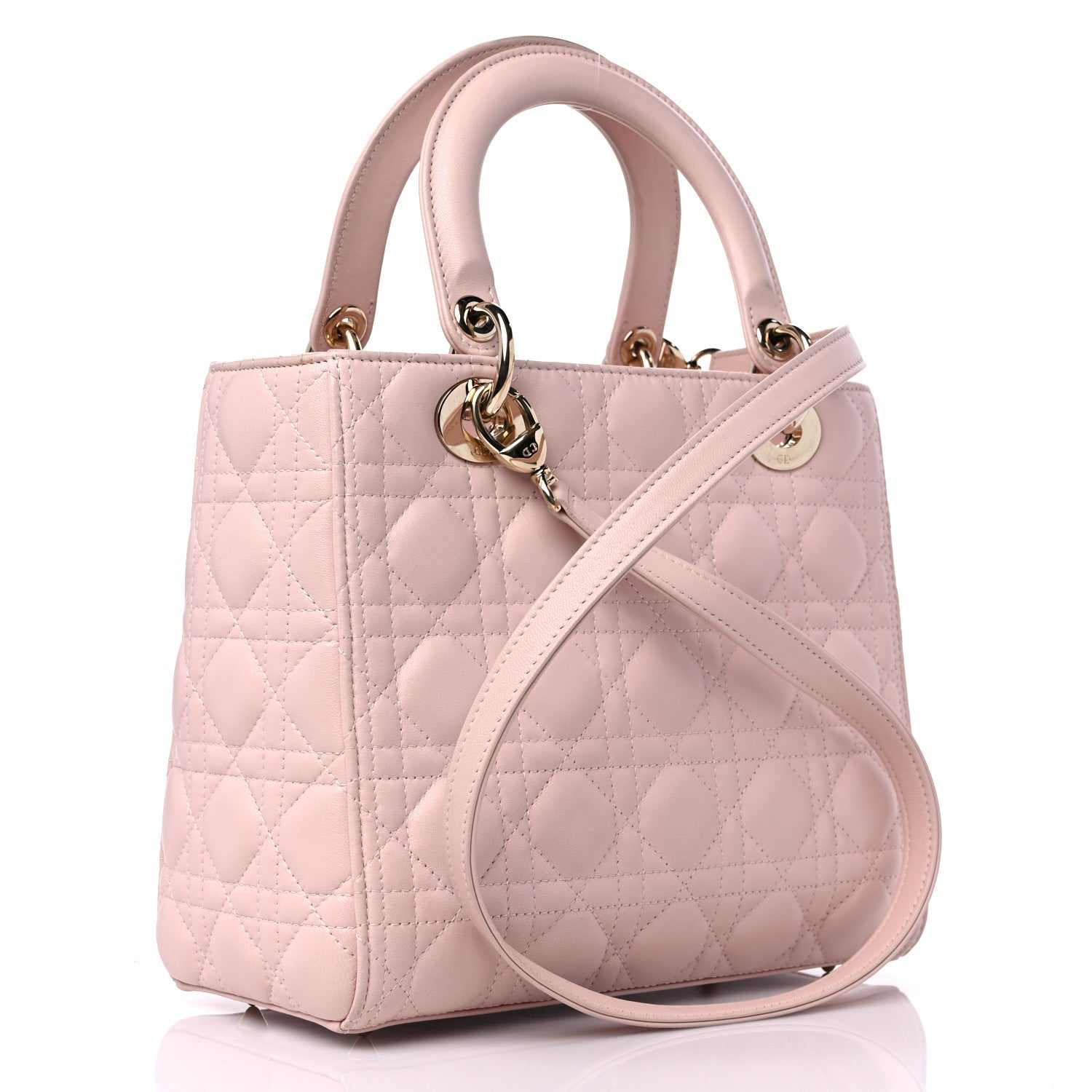 Christian Dior Lambskin Cannage Medium Lady Dior Light Pink 3 of 14