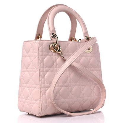 Christian Dior Lambskin Cannage Medium Lady Dior Light Pink 3 of 14