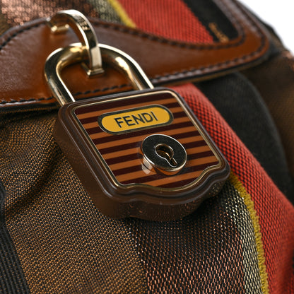 Fendi Canvas Striped Mini Chef Lock Bag Brown Multicolor 8 of 9