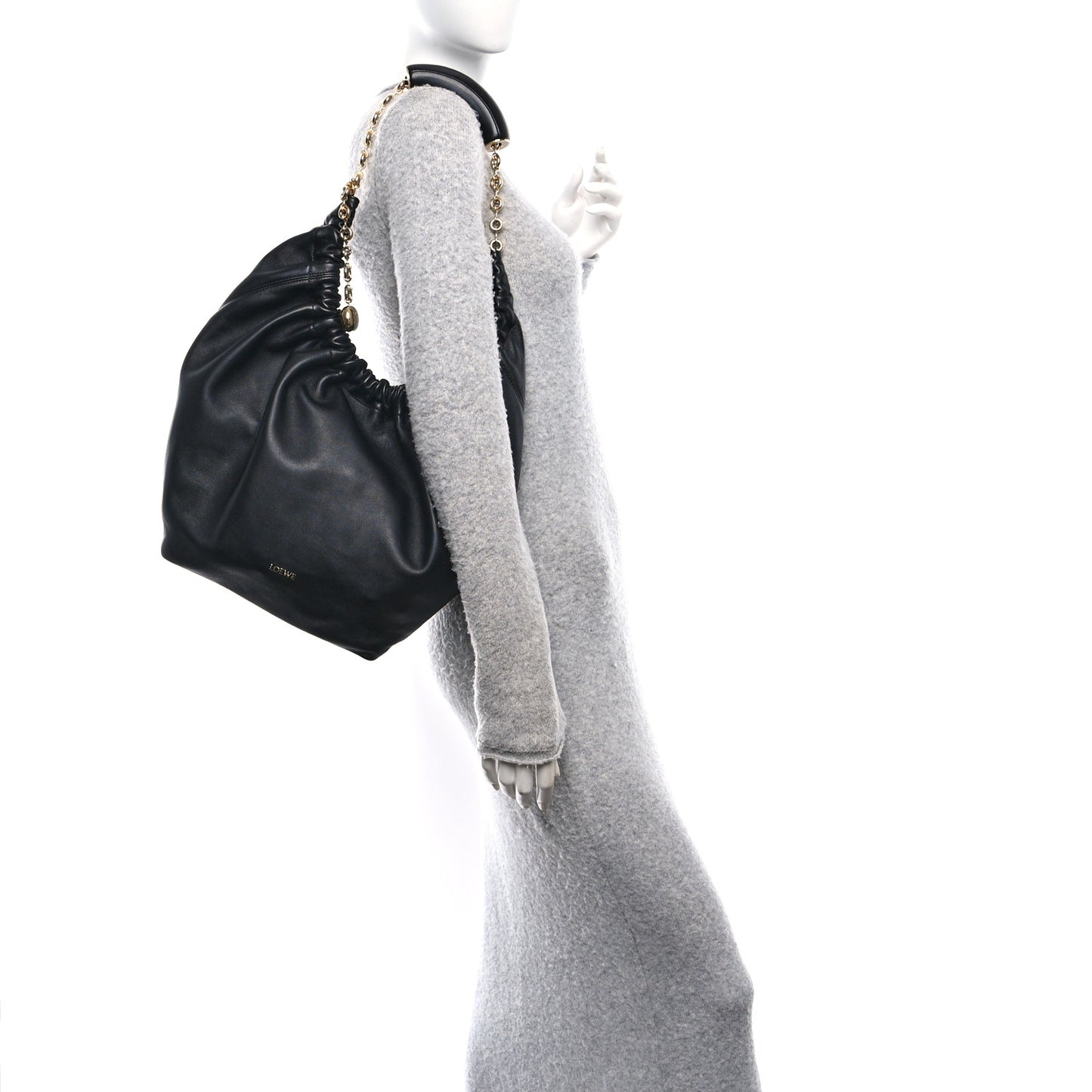 Buttery Nappa Lambskin Medium Squeeze Bag Black