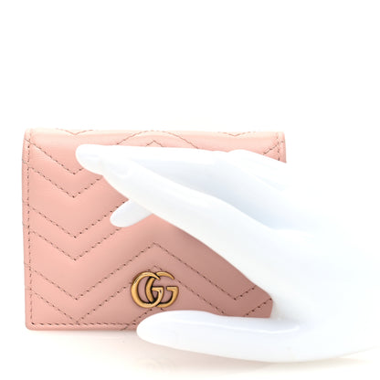 Gucci Calfskin Matelasse GG Marmont Card Case Wallet Perfect Pink 2 of 7
