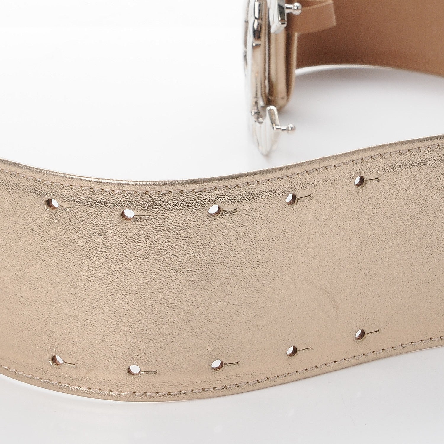 Chanel Metallic Lambskin CC Buckle Wide Belt 70 28 Gold 5 of 10