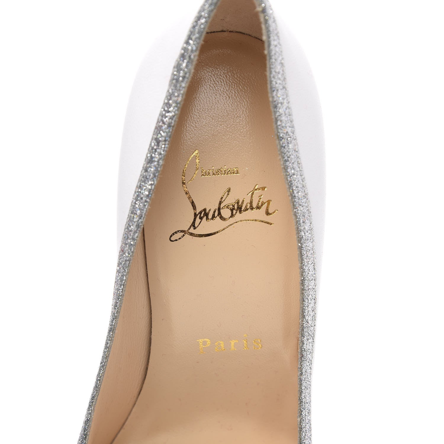 Christian Louboutin Kid Mini Glitter Princess 100 Pumps 35.5 White Silver 7 of 9