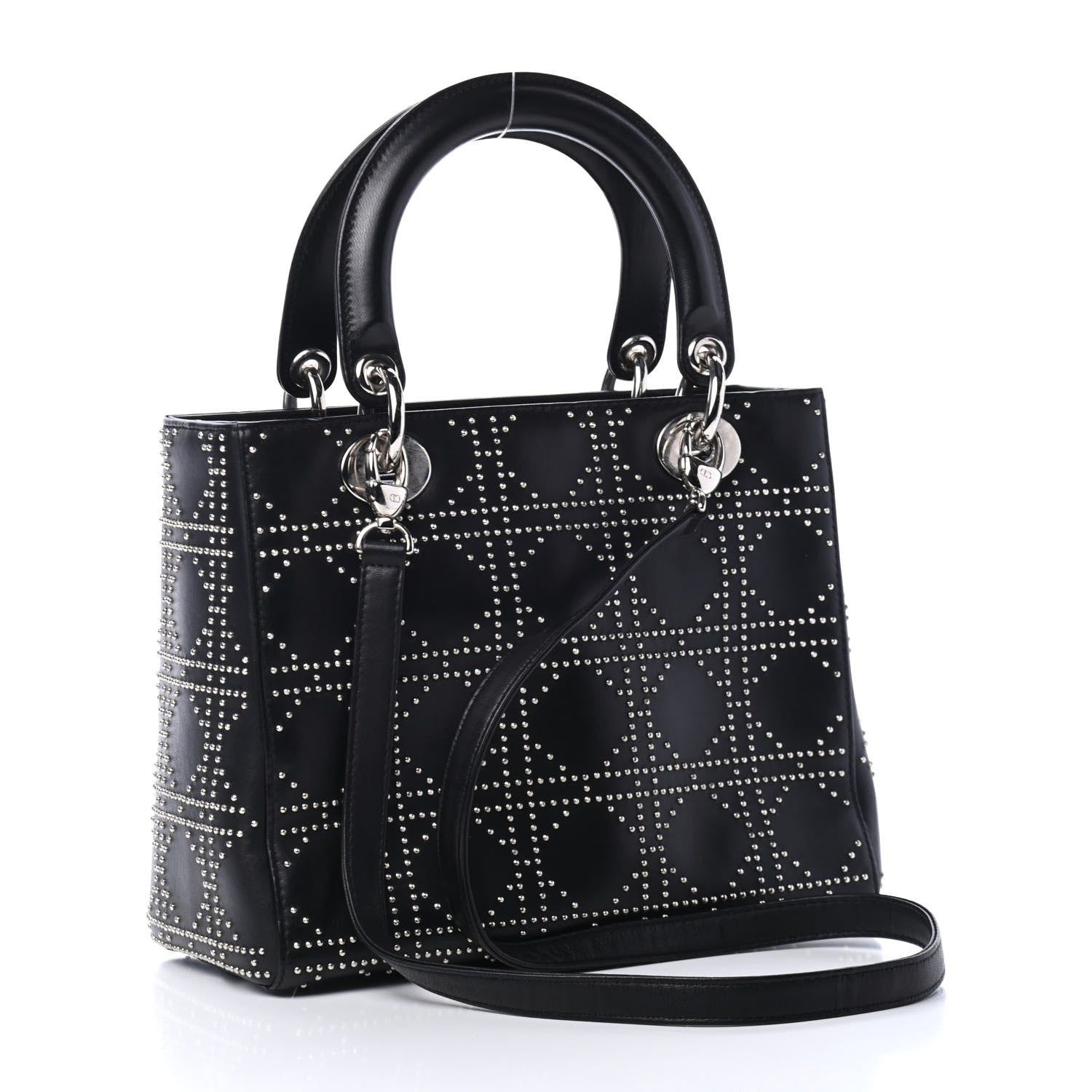 Christian Dior Calfskin Cannage Studded Medium Supple Lady Dior Black 2 of 4