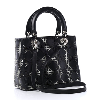 Christian Dior Calfskin Cannage Studded Medium Supple Lady Dior Black 2 of 4