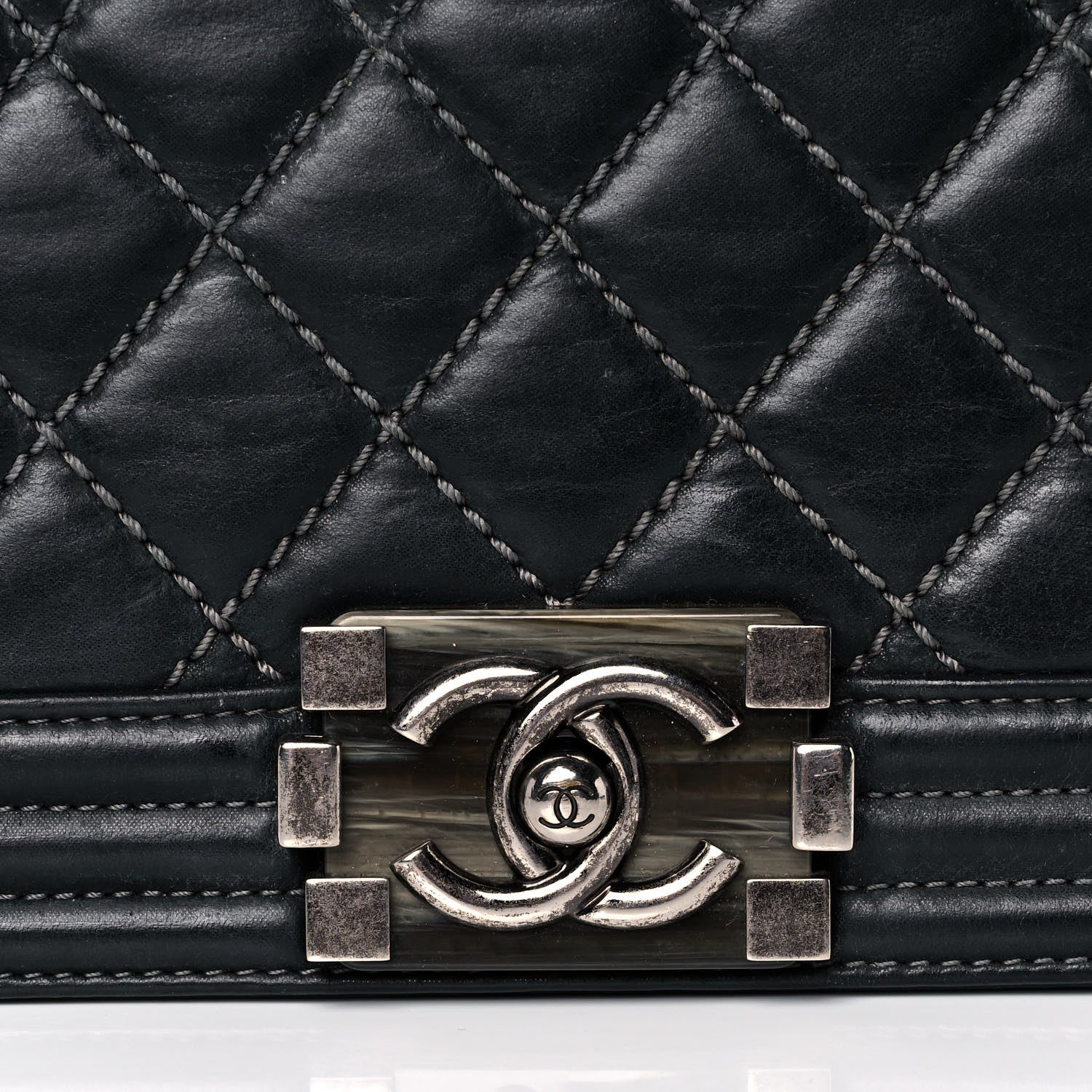 Chanel Calfskin Quilted Stitched New Medium Boy Flap Dark Navy Blue 7 of 11