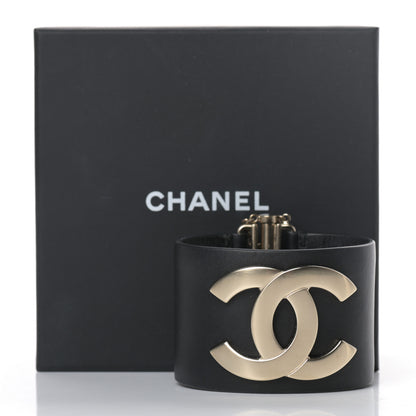 Chanel Calfskin CC Wide Cuff S Black Gold 6 of 6