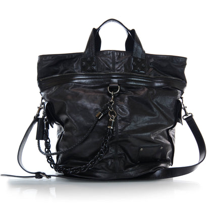 Gucci Mens Leather Large Crest Trademark Tote Black 1 of 8