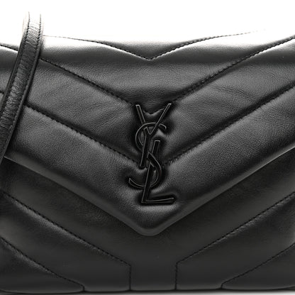Saint Laurent Calfskin Y Quilted Monogram Monochrome Toy Loulou Crossbody Bag Black 7 of 11