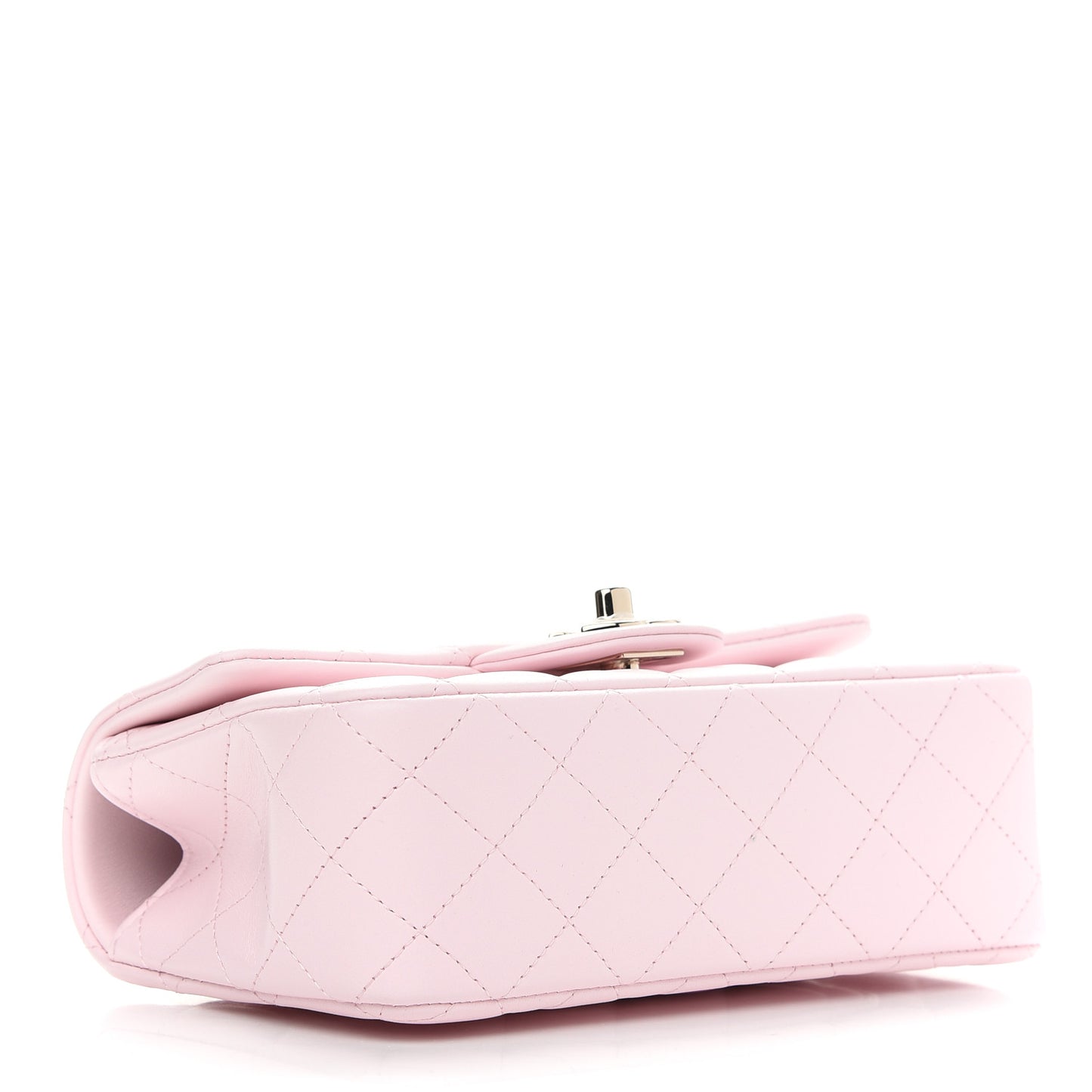 Lambskin Quilted Mini Top Handle Rectangular Flap Light Pink