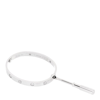 Cartier 18K White Gold 4 Diamond LOVE Bracelet 17 3 of 6