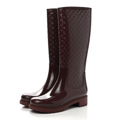 Louis Vuitton Rubber Embossed Monogram Splash Rain Boots 41 Burgundy 3 of 8