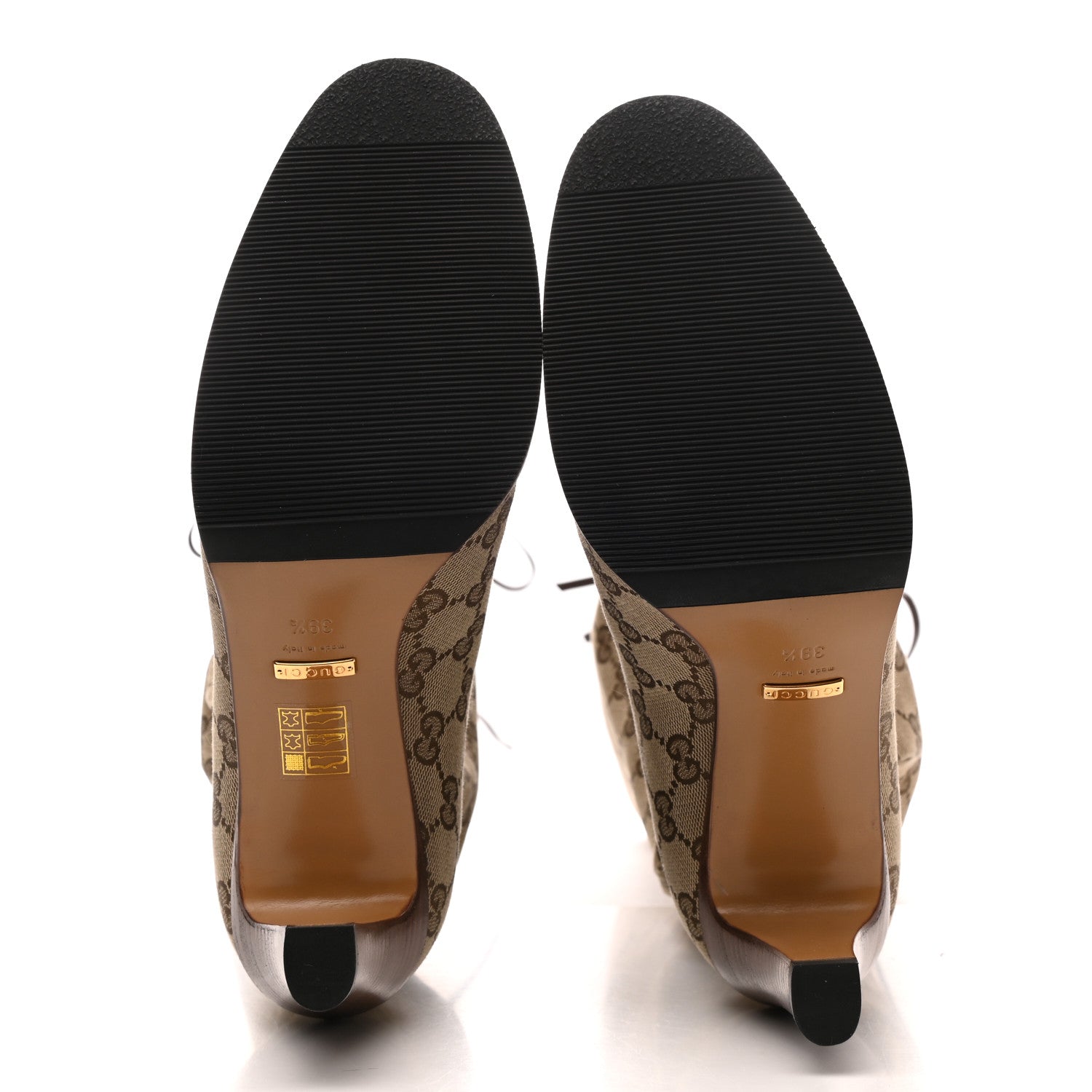 Gucci Monogram Lisa Mid Heel Boots 39.5 Beige Ebony 5 of 8