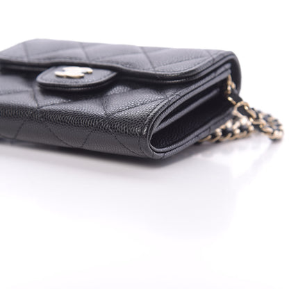 Chanel Caviar Quilted Flap Card Holder On Chain Black 11 of 12