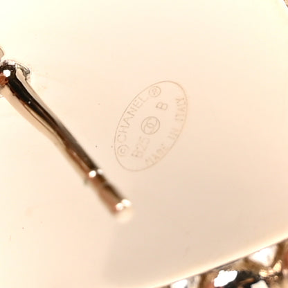 Chanel Pearl Resin Crystal CC Heart Drop Earrings Pink Gold 4 of 5