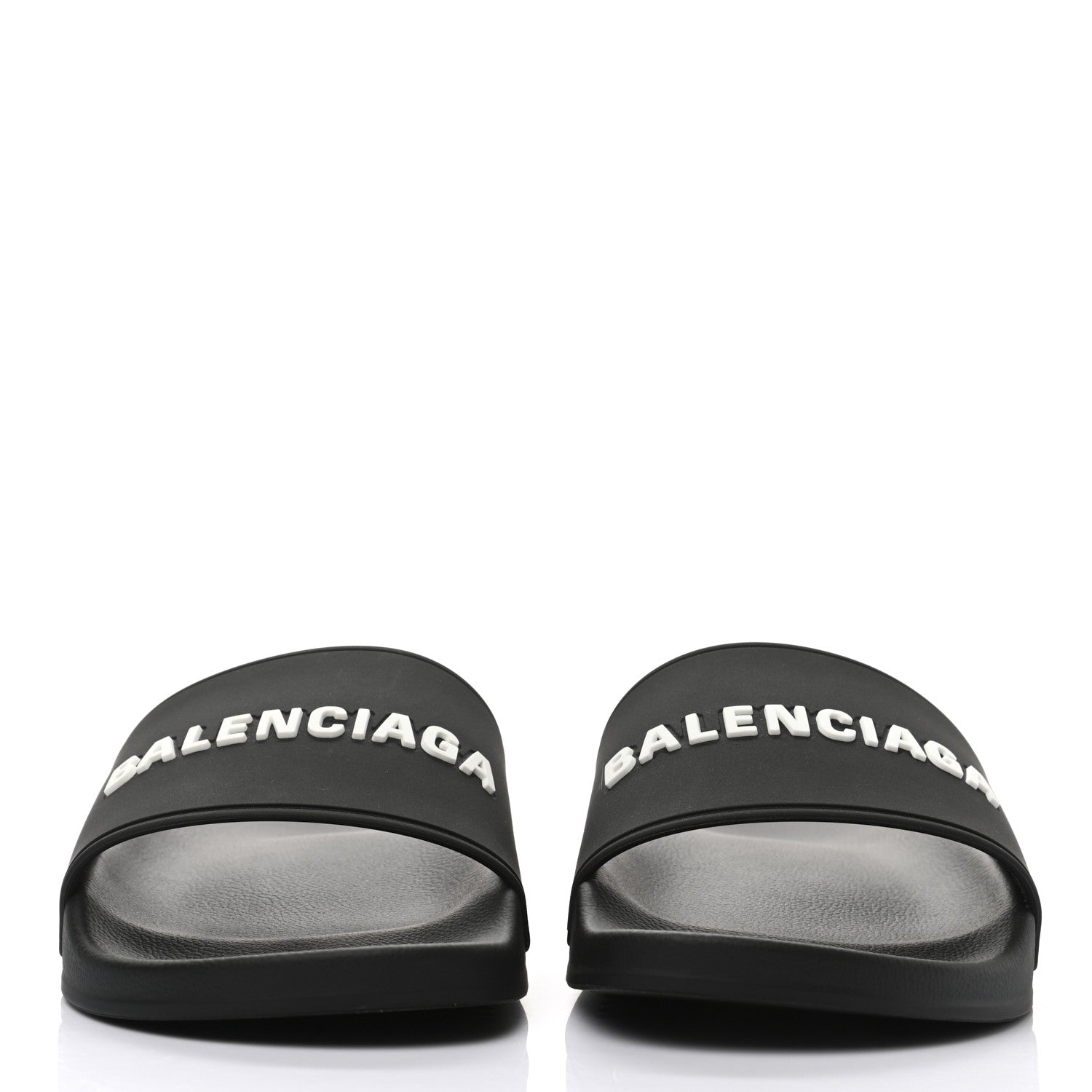 Balenciaga Rubber Womens Logo Pool Slide Sandals 40 Black White 2 of 8