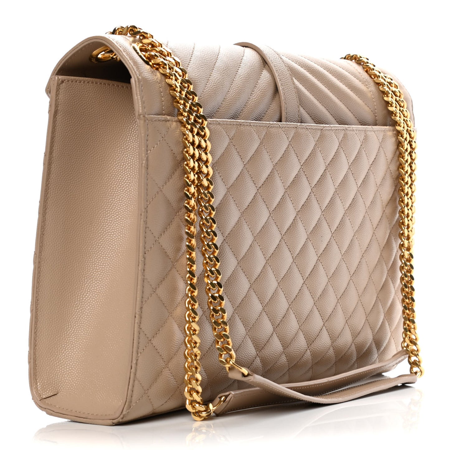 Grain De Poudre Large Tri-Quilt Monogram Satchel Dark Beige