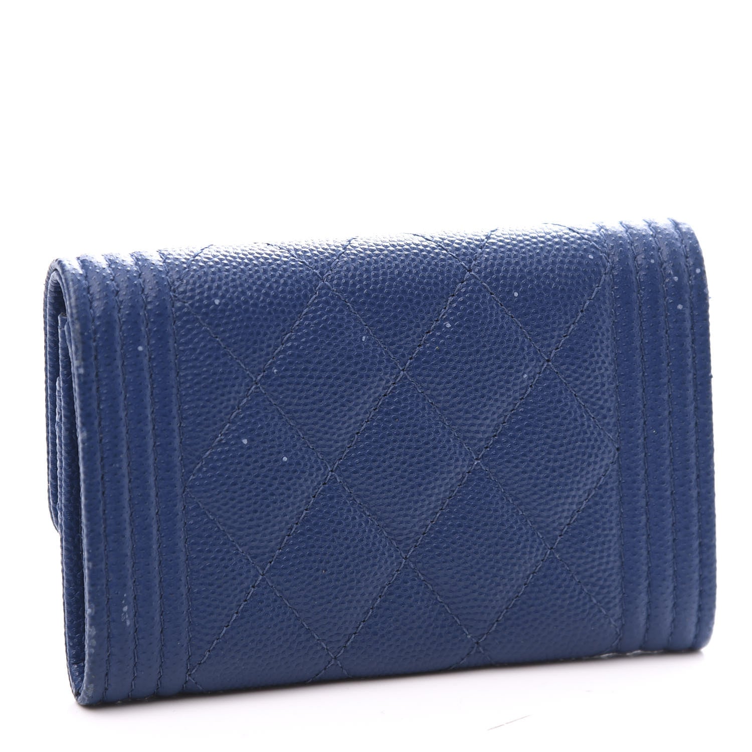 Chanel Caviar Quilted Boy Flap Card Holder Wallet Blue 2 of 8