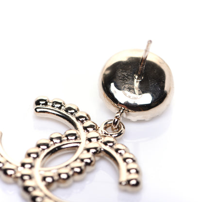 Chanel Crystal Pearl Bow-tiful CC Drop Earrings Gold 3 of 9