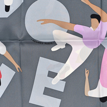 Hermes Silk Hommage a Gene Kelly Scarf 70 Gris Rose White 2 of 3