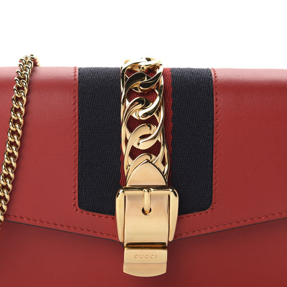 Gucci Calfskin Super Mini Sylvie Chain Shoulder Bag Hibiscus Red 10 of 10