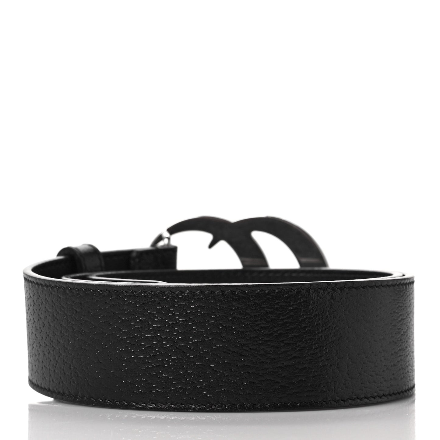 Textured Dollar Calfskin Nickel Double G 40mm Belt 70 28 Black