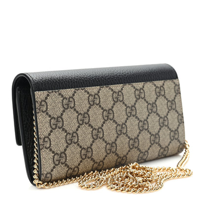Gucci Dollar Calfskin GG Supreme Monogram Petite GG Marmont Wallet Chain Bag Black Beige Ebony 3 of 11