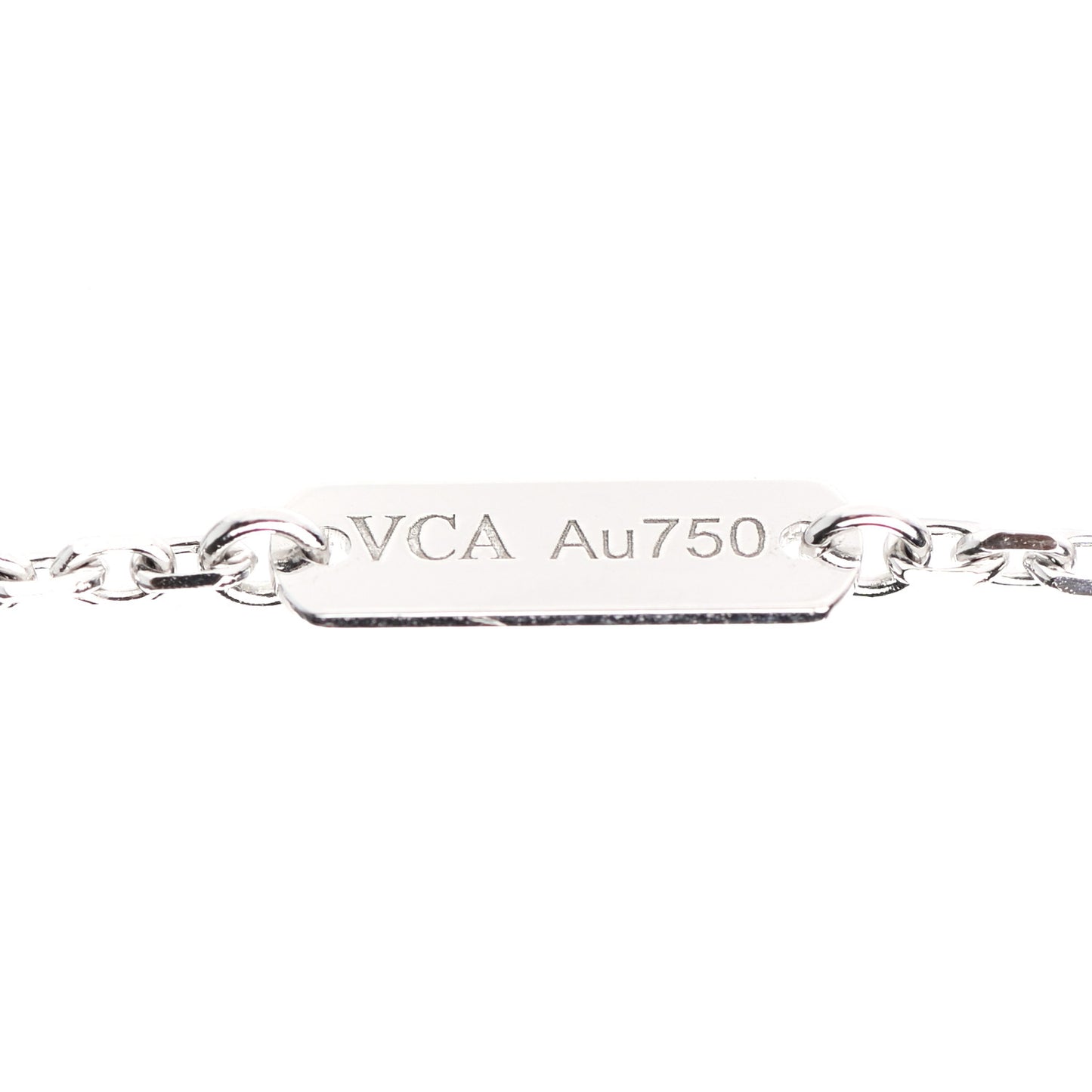 18K White Gold Chalcedony Vintage Alhambra Pendant Necklace