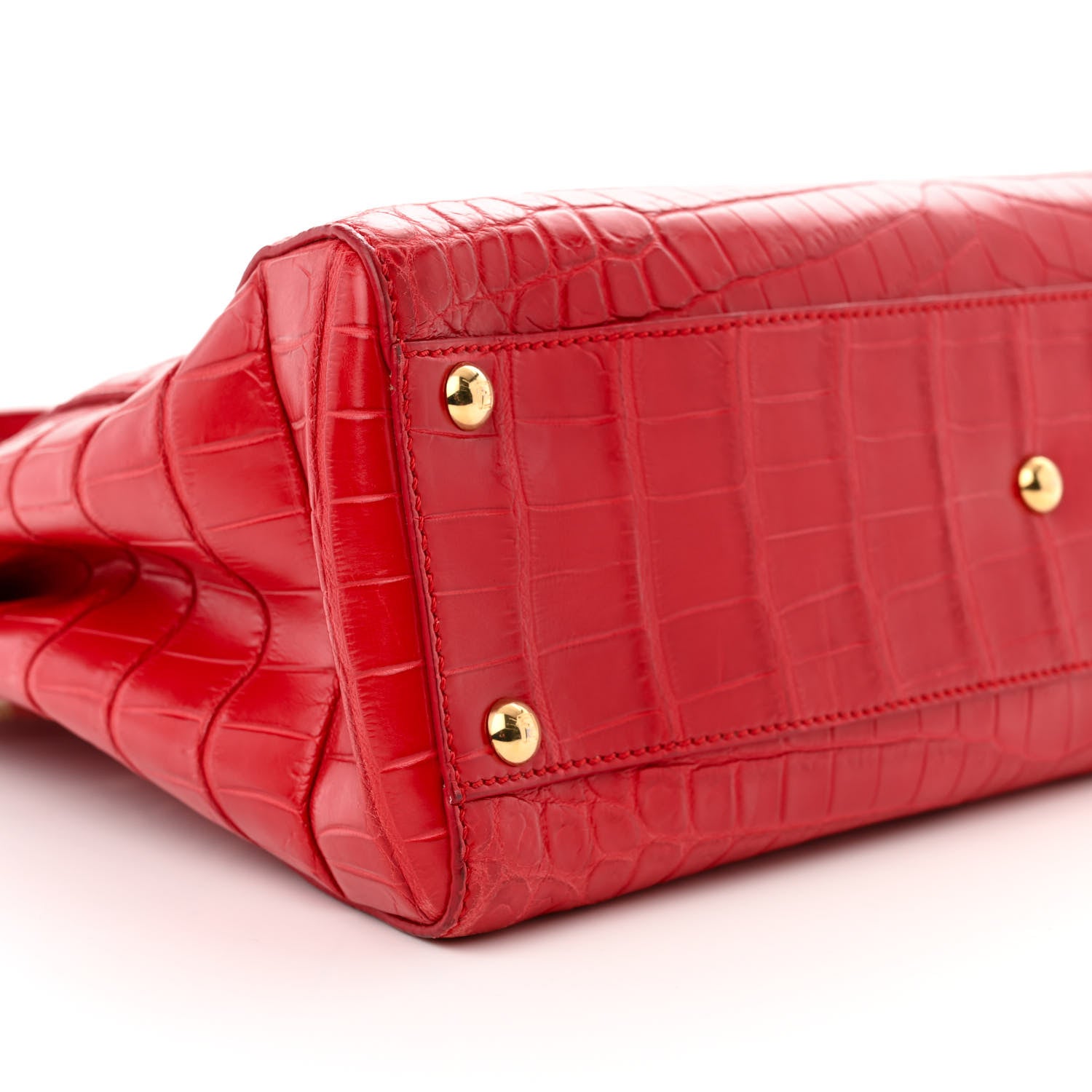 Fendi Shiny Crocodile Shiny Nappa Medium Peekaboo Iconic Satchel Red 9 of 10