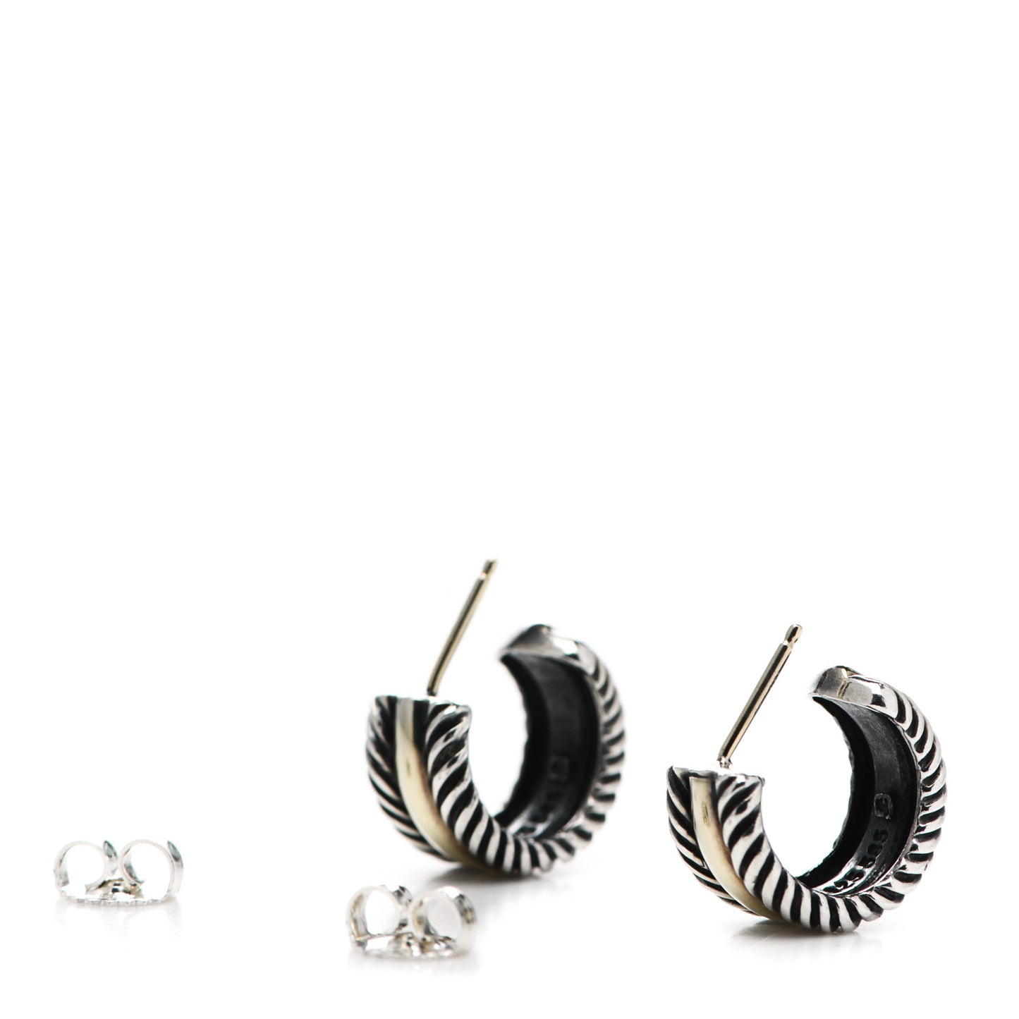 Sterling Silver 14K Yellow Gold 16mm Cable Classics Hoop Earrings