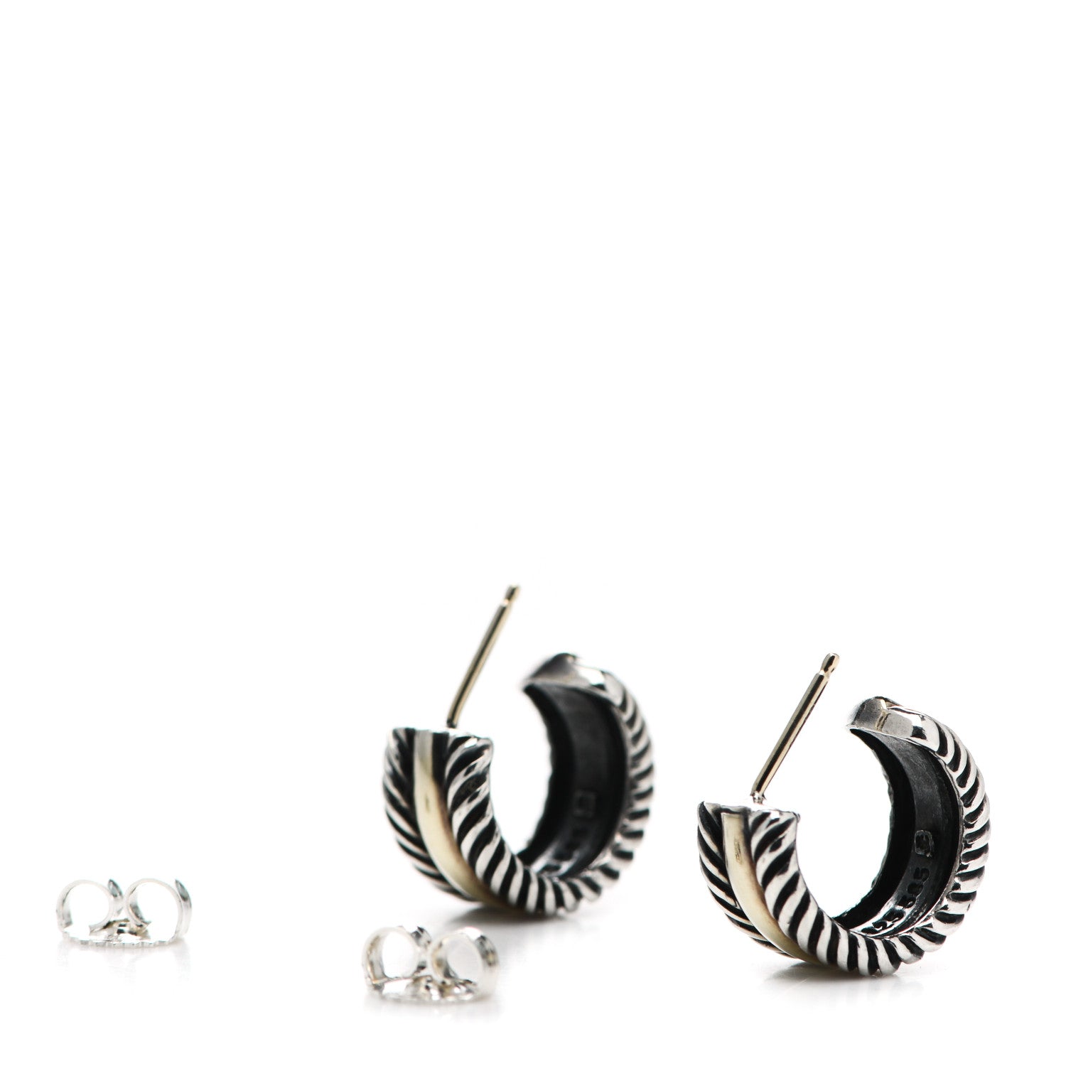 David Yurman Sterling Silver 14K Yellow Gold 16mm Cable Classics Hoop Earrings 3 of 6