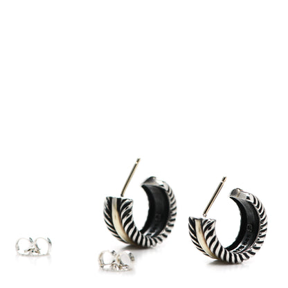 David Yurman Sterling Silver 14K Yellow Gold 16mm Cable Classics Hoop Earrings 3 of 6
