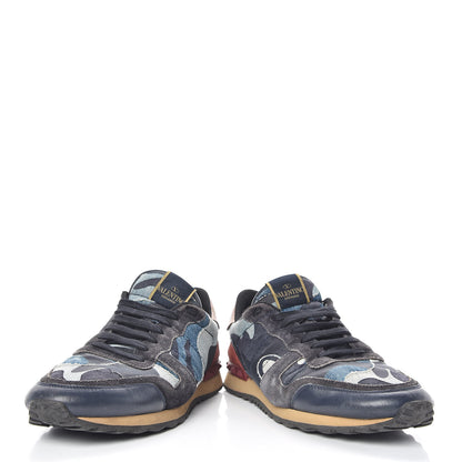Valentino Garavani Denim Suede Camouflage Mens Rockrunner Sneakers 42 Multicolor 6 of 14
